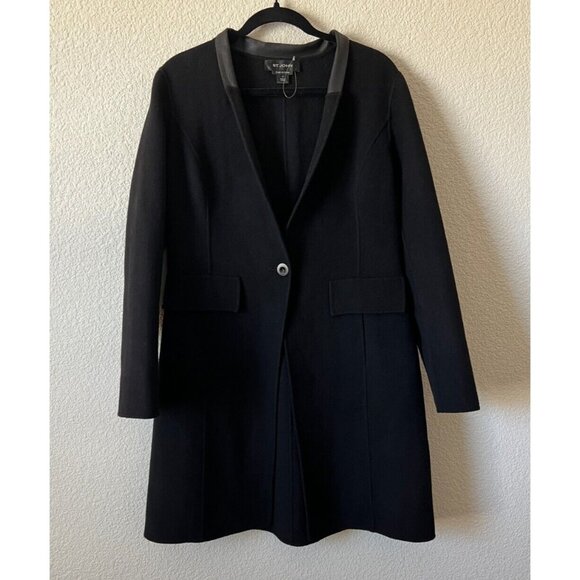 ST. JOHN Caviar Angora Wool Cashmere Coat Size 10